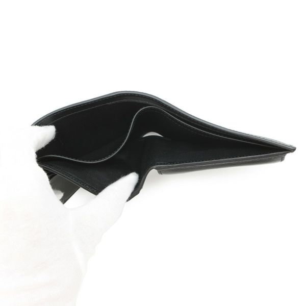 クリスチャン・ディオール 二つ折り財布 刺繍ロゴ レザー Christian Dior 黒 セール品