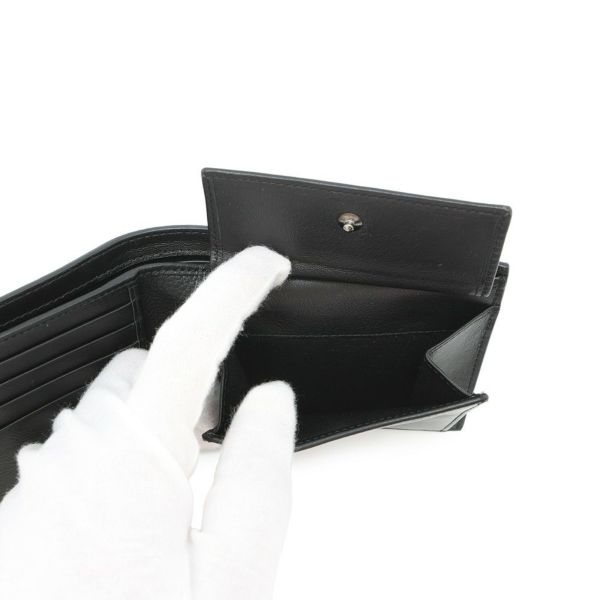 クリスチャン・ディオール 二つ折り財布 刺繍ロゴ レザー Christian Dior 黒 セール品
