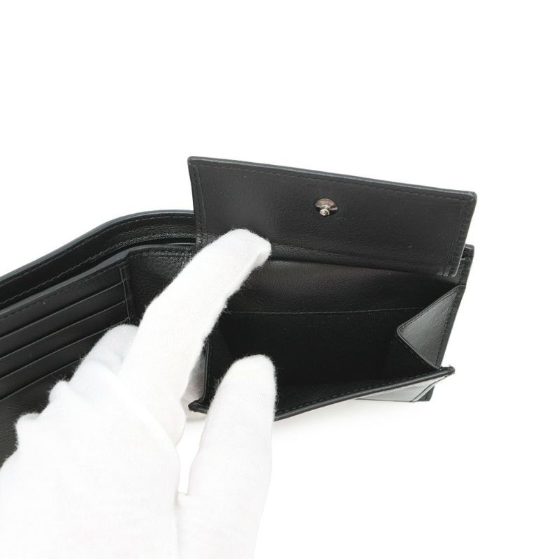 クリスチャン・ディオール 二つ折り財布 刺繍ロゴ レザー Christian Dior 黒 セール品