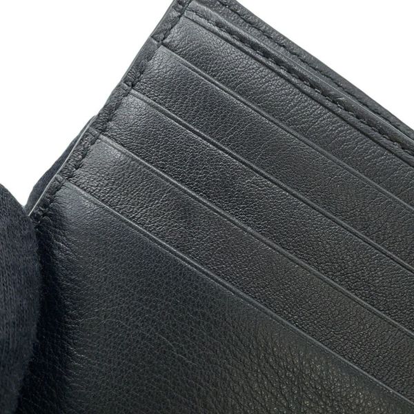 クリスチャン・ディオール 二つ折り財布 刺繍ロゴ レザー Christian Dior 黒 セール品