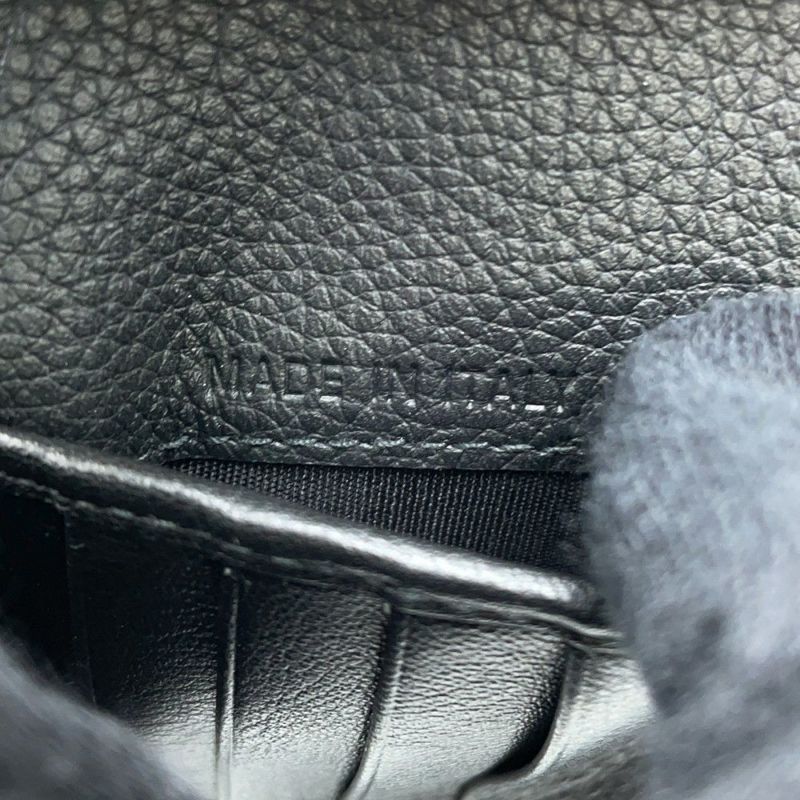 クリスチャン・ディオール 二つ折り財布 刺繍ロゴ レザー Christian Dior 黒 セール品