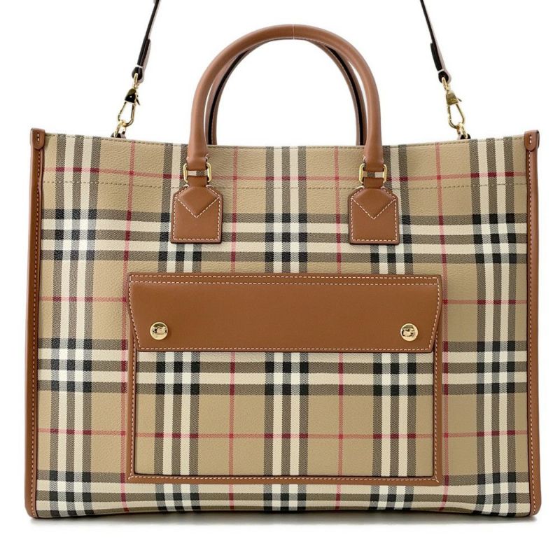 バーバリー トートバッグ フレヤトート ミディアム PVC/レザー 8097568 BURBERRY 2wayショルダーバッグ