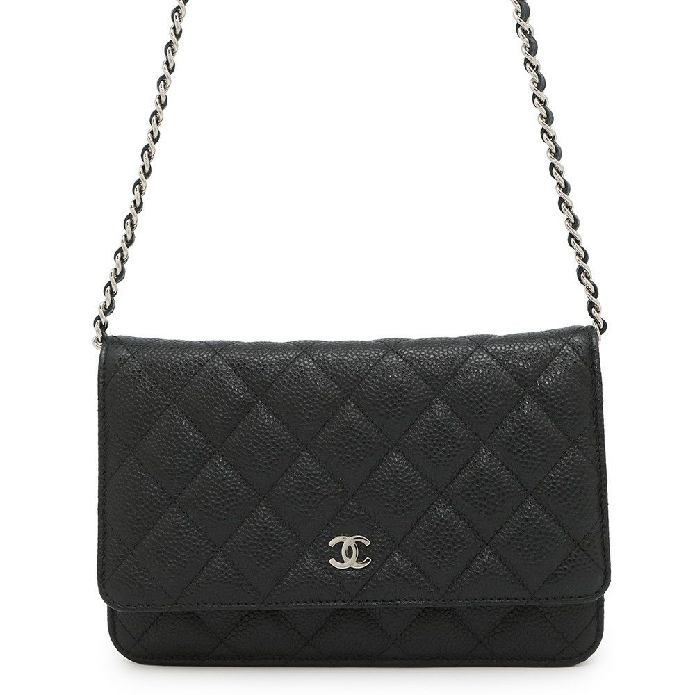 シャネル チェーンウォレット クラシック マトラッセ ココマーク キャビアスキン AP0250 CHANEL 財布 黒