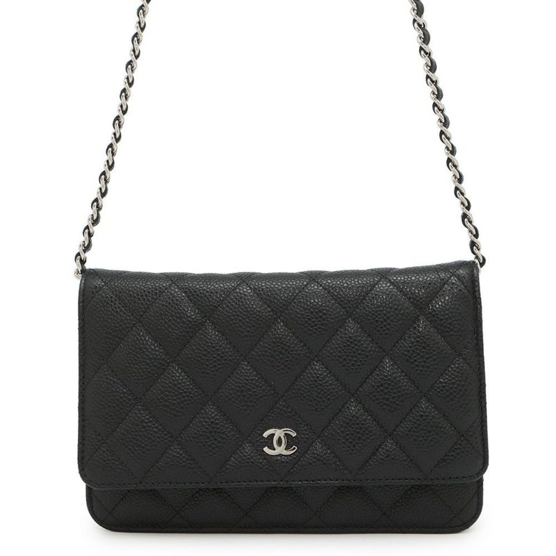 シャネル チェーンウォレット クラシック マトラッセ ココマーク キャビアスキン AP0250 CHANEL 財布 黒