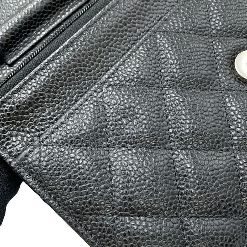 シャネル チェーンウォレット クラシック マトラッセ ココマーク キャビアスキン AP0250 CHANEL 財布 黒