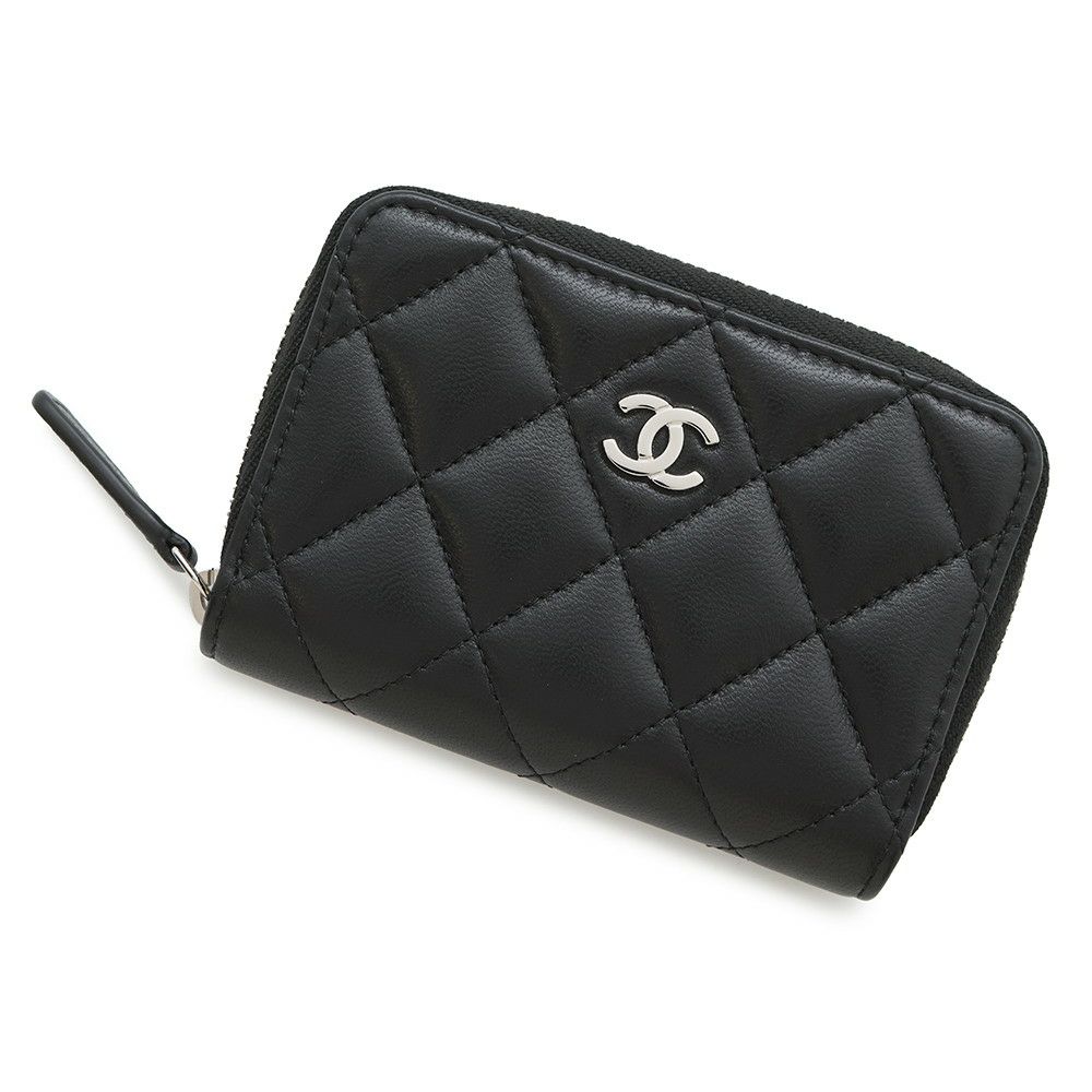シャネル コインケース クラシック ジップコインパース マトラッセ ココマーク ラムスキン AP0216 CHANEL 財布 小銭入れ 黒