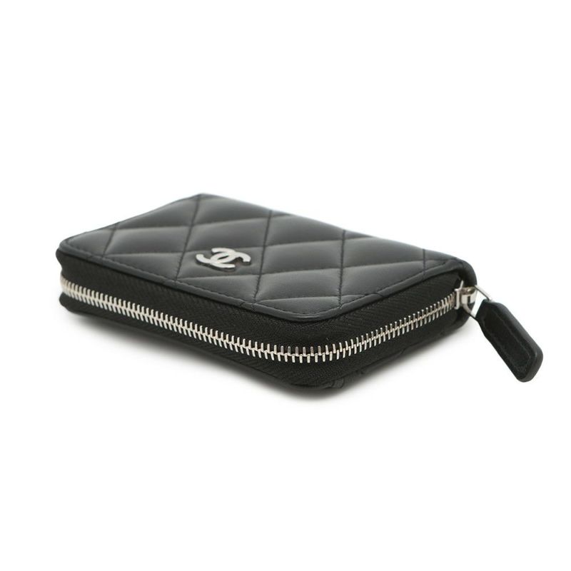 シャネル コインケース クラシック ジップコインパース マトラッセ ココマーク ラムスキン AP0216 CHANEL 財布 小銭入れ 黒