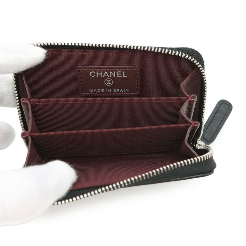 シャネル コインケース クラシック ジップコインパース マトラッセ ココマーク ラムスキン AP0216 CHANEL 財布 小銭入れ 黒