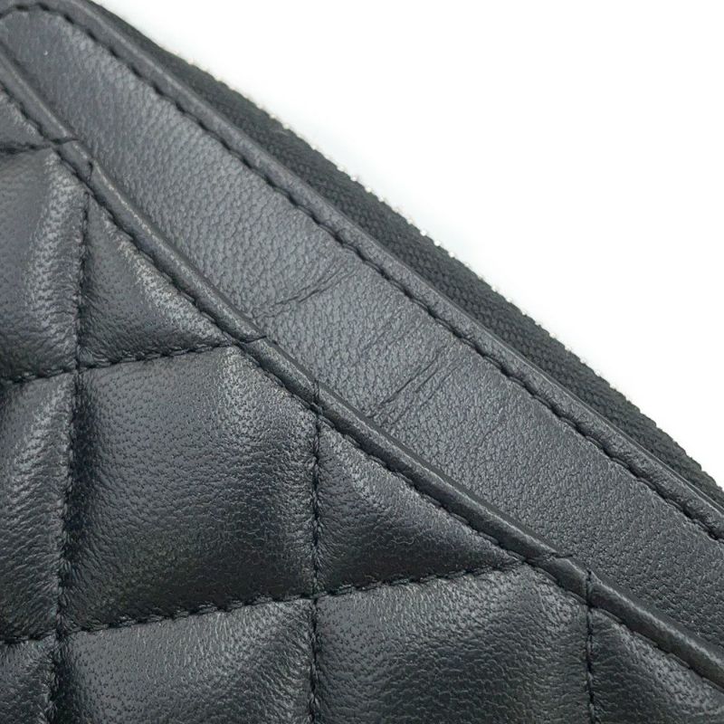 シャネル コインケース クラシック ジップコインパース マトラッセ ココマーク ラムスキン AP0216 CHANEL 財布 小銭入れ 黒