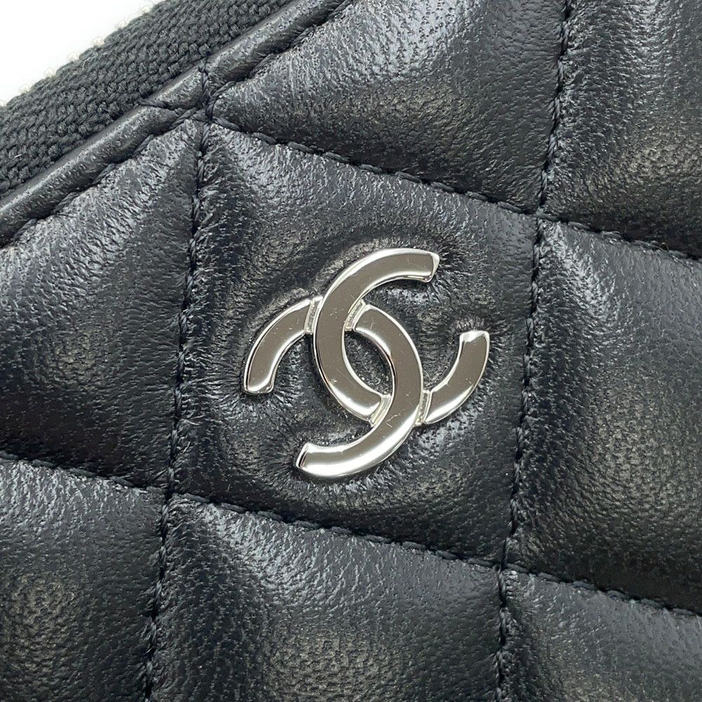 シャネル コインケース クラシック ジップコインパース マトラッセ ココマーク ラムスキン AP0216 CHANEL 財布 小銭入れ 黒