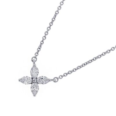 美品　ティファニー　クロスダイヤ　S スモール　プラチナ　チェーン56cm TIFFANY&Co ティファニークロスプラチナダイヤモンドネックレス
