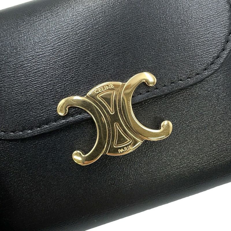 セリーヌ 三つ折り財布 トリオンフ スモール フラップウォレット 10D783 CELINE 黒