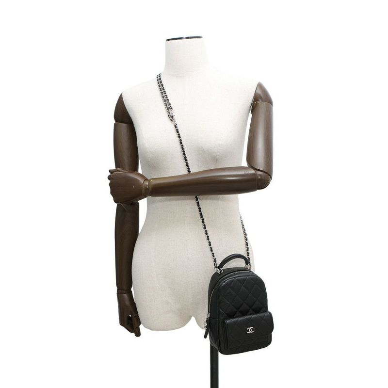 シャネル リュック マトラッセ ココマーク タイムレスクラシック ミニ キャビアスキン AP3753 バッグ バックパック 黒 2way