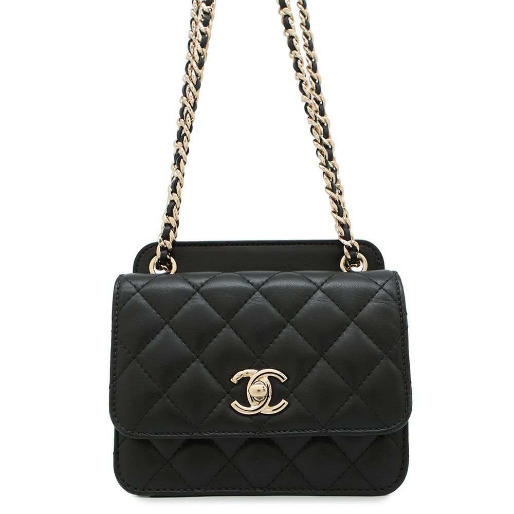 シャネル チェーンショルダーバッグ ミニ マトラッセ ココマーク ラムスキン AS1693 CHANEL 2way 黒