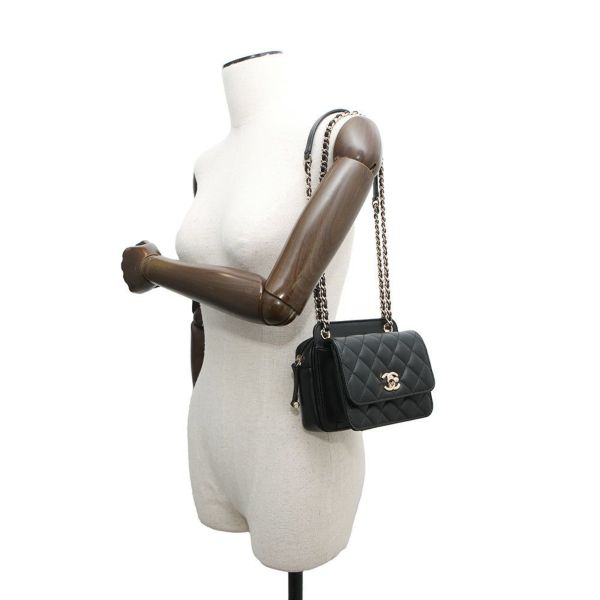 シャネル チェーンショルダーバッグ ミニ マトラッセ ココマーク ラムスキン AS1693 CHANEL 2way 黒