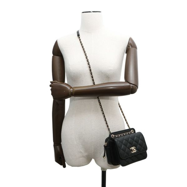 シャネル チェーンショルダーバッグ ミニ マトラッセ ココマーク ラムスキン AS1693 CHANEL 2way 黒
