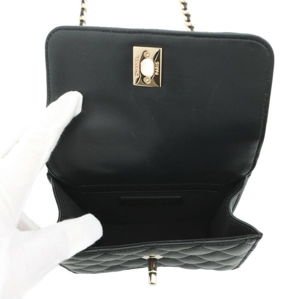 シャネル チェーンショルダーバッグ ミニ マトラッセ ココマーク ラムスキン AS1693 CHANEL 2way 黒