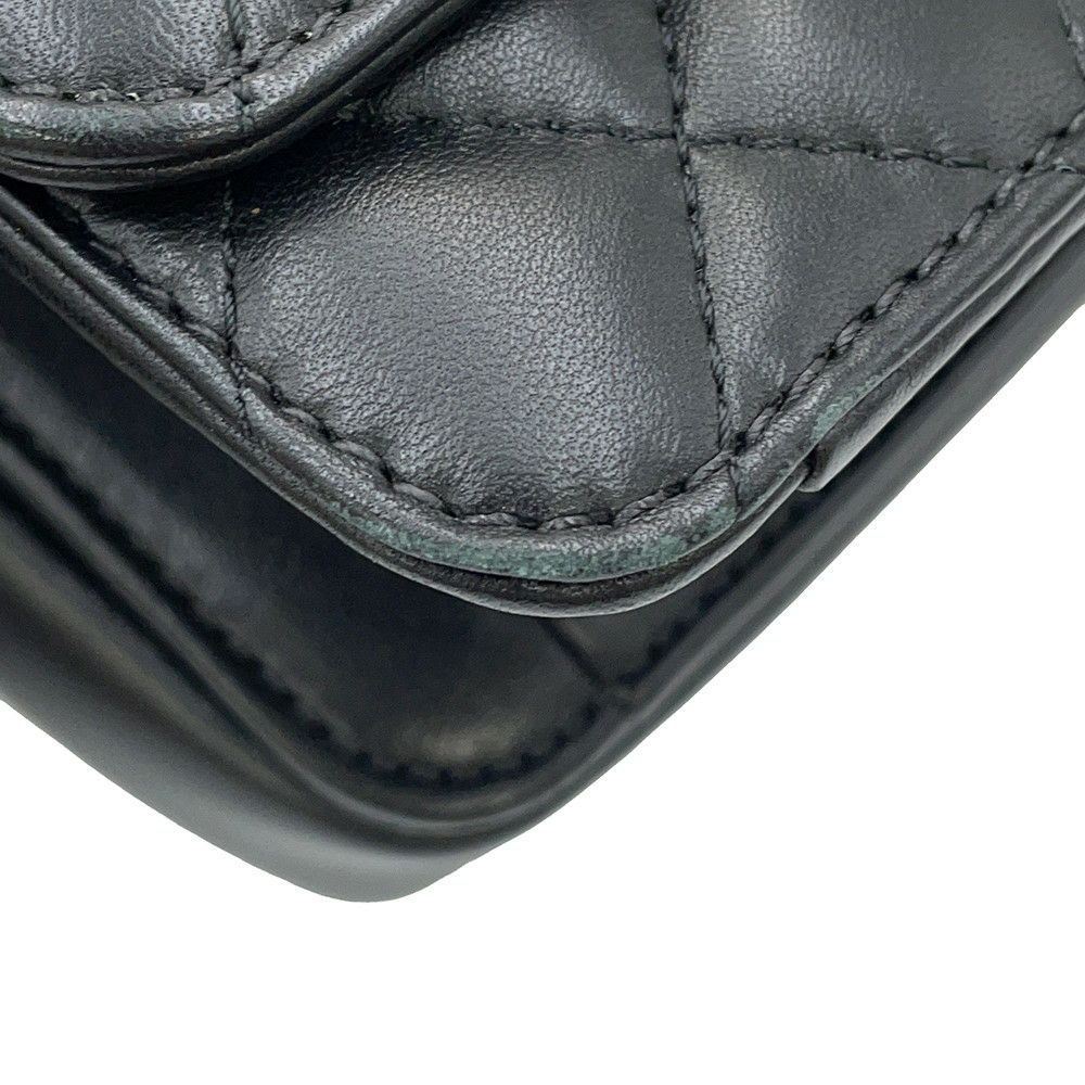 シャネル チェーンショルダーバッグ ミニ マトラッセ ココマーク ラムスキン AS1693 CHANEL 2way 黒