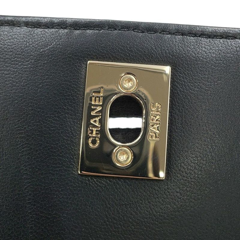 シャネル チェーンショルダーバッグ ミニ マトラッセ ココマーク ラムスキン AS1693 CHANEL 2way 黒