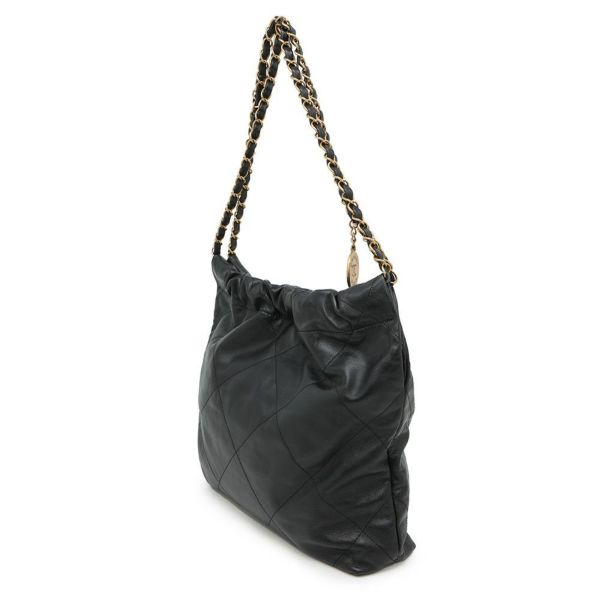 シャネル ハンドバッグ CHANEL 22 マトラッセ スモール シャイニーカーフ AS3260 ポーチ付き 黒