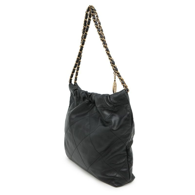 シャネル ハンドバッグ CHANEL 22 マトラッセ スモール シャイニーカーフ AS3260 ポーチ付き 黒
