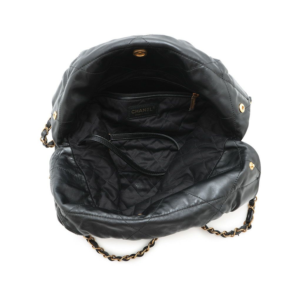 シャネル ハンドバッグ CHANEL 22 マトラッセ スモール シャイニーカーフ AS3260 ポーチ付き 黒