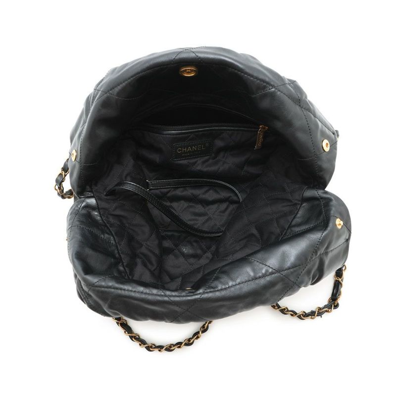 シャネル ハンドバッグ CHANEL 22 マトラッセ スモール シャイニーカーフ AS3260 ポーチ付き 黒