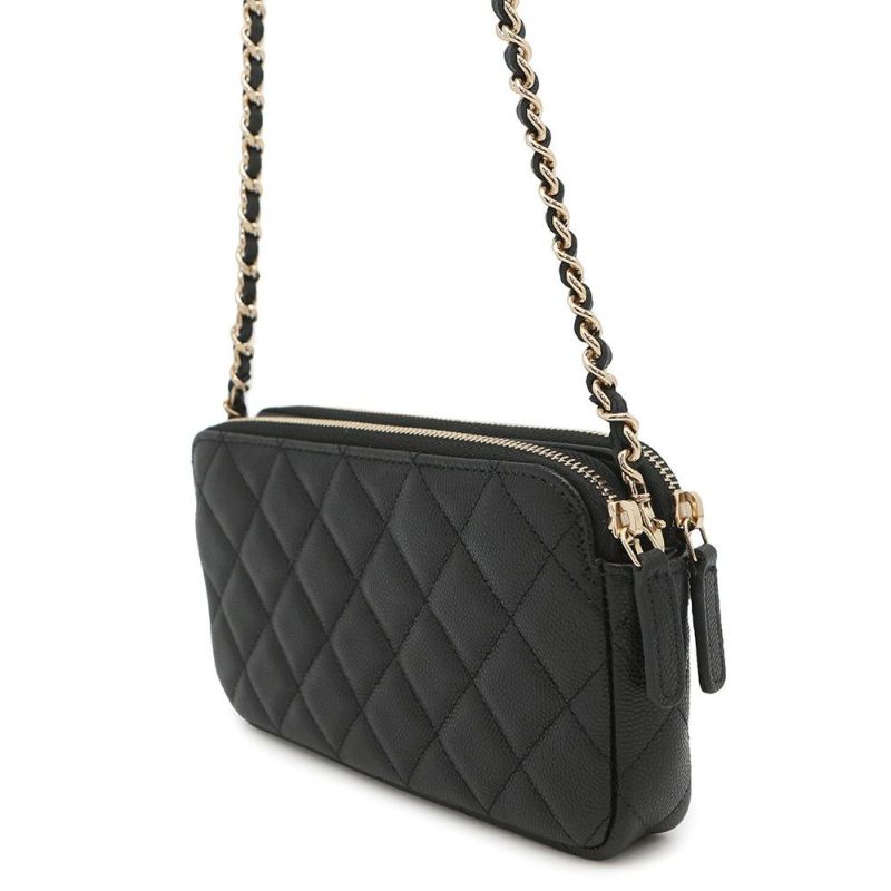 シャネル チェーンウォレット ココマーク マトラッセ キャビアスキン ラインストーン AP4627 CHANEL ポシェット 財布 黒