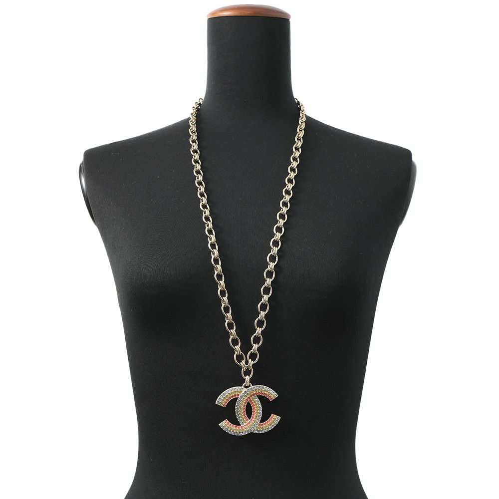 シャネル ネックレス ココマーク レインボー ラインストーン A23 C CHANEL アクセサリー