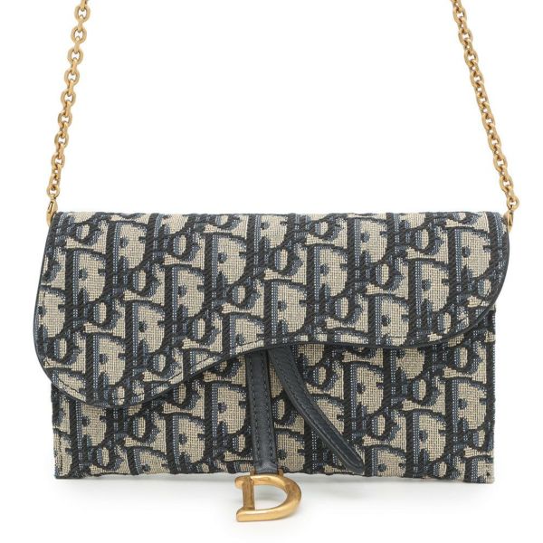 クリスチャン・ディオール チェーンウォレット サドル チェーンポーチ スモール ジャカード S5614CTZQ 財布 トロッター