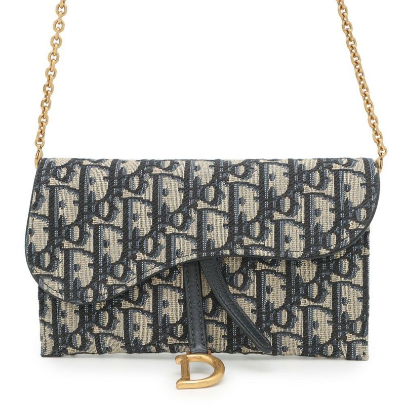 クリスチャン・ディオール チェーンウォレット サドル チェーンポーチ スモール ジャカード S5614CTZQ 財布 トロッター