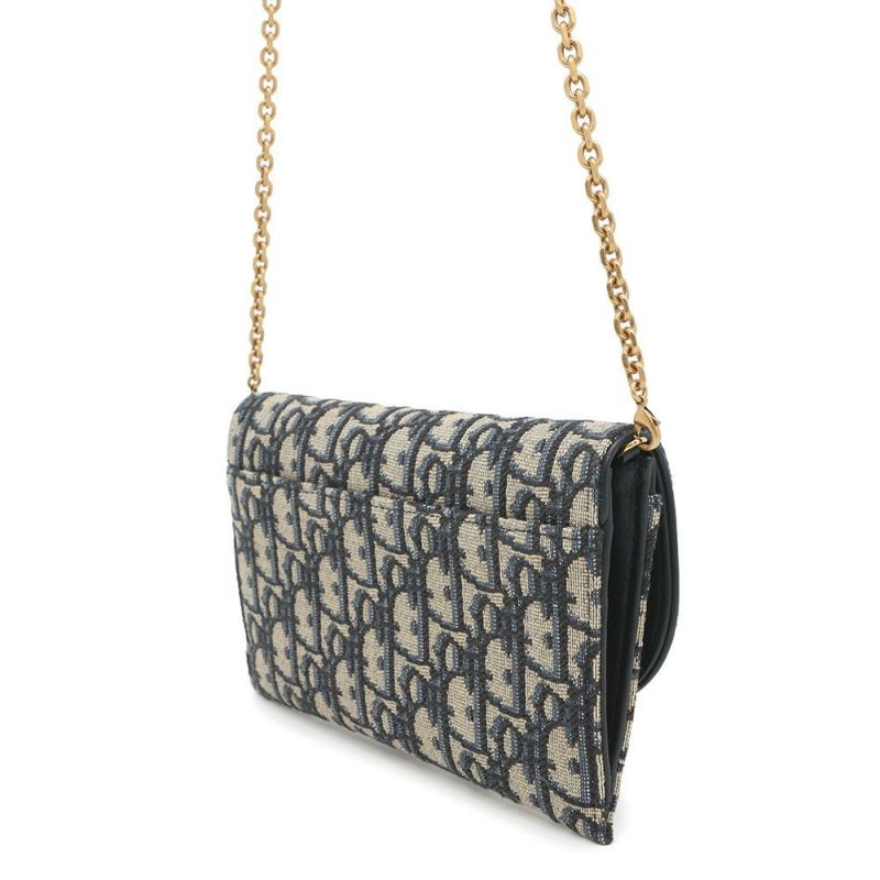 クリスチャン・ディオール チェーンウォレット サドル チェーンポーチ スモール ジャカード S5614CTZQ 財布 トロッター