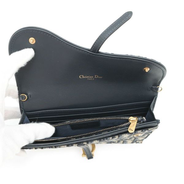クリスチャン・ディオール チェーンウォレット サドル チェーンポーチ スモール ジャカード S5614CTZQ 財布 トロッター