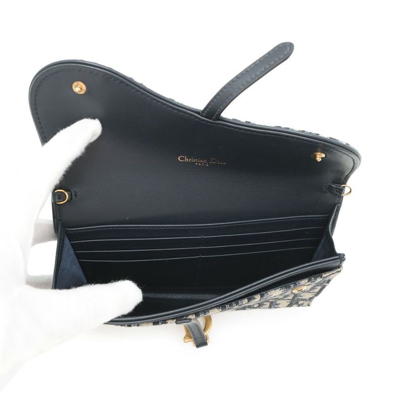 クリスチャン・ディオール チェーンウォレット サドル チェーンポーチ スモール ジャカード S5614CTZQ 財布 トロッター