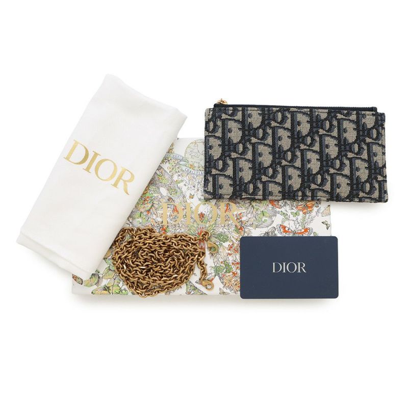 クリスチャン・ディオール チェーンウォレット サドル チェーンポーチ スモール ジャカード S5614CTZQ 財布 トロッター