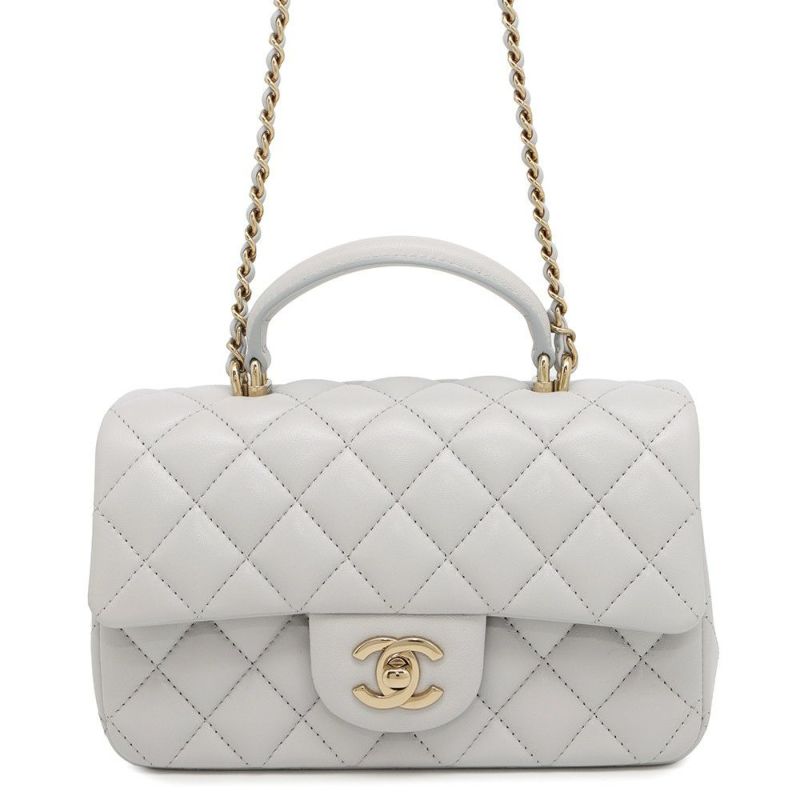 シャネル チェーンショルダーバッグ マトラッセ ココマーク トップハンドル ミニ フラップ ラムスキン AS2431 CHANEL