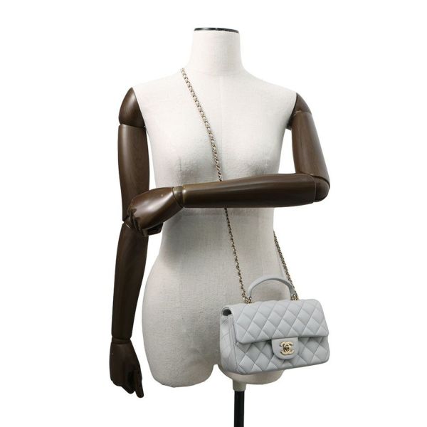 シャネル チェーンショルダーバッグ マトラッセ ココマーク トップハンドル ミニ フラップ ラムスキン AS2431 CHANEL