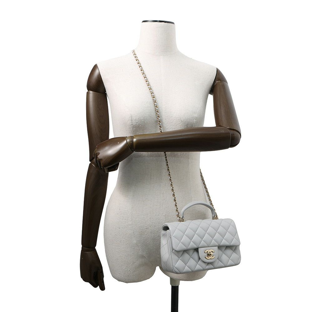 シャネル チェーンショルダーバッグ マトラッセ ココマーク トップハンドル ミニ フラップ ラムスキン AS2431 CHANEL