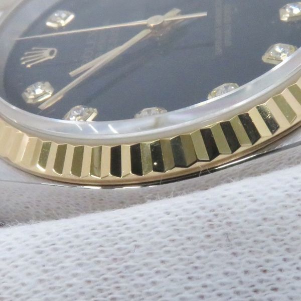 ロレックス デイトジャスト T番 SS/K18YG 16233G ROLEX 腕時計 黒文字盤 10Pダイヤ