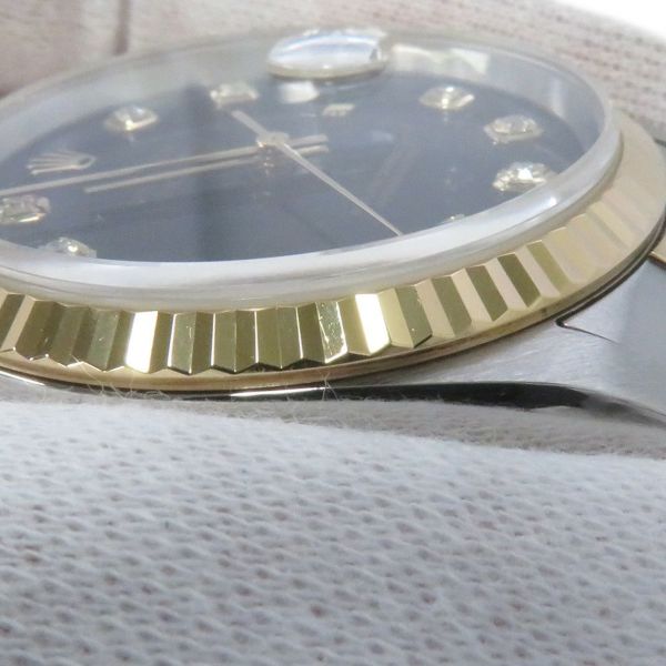 ロレックス デイトジャスト T番 SS/K18YG 16233G ROLEX 腕時計 黒文字盤 10Pダイヤ