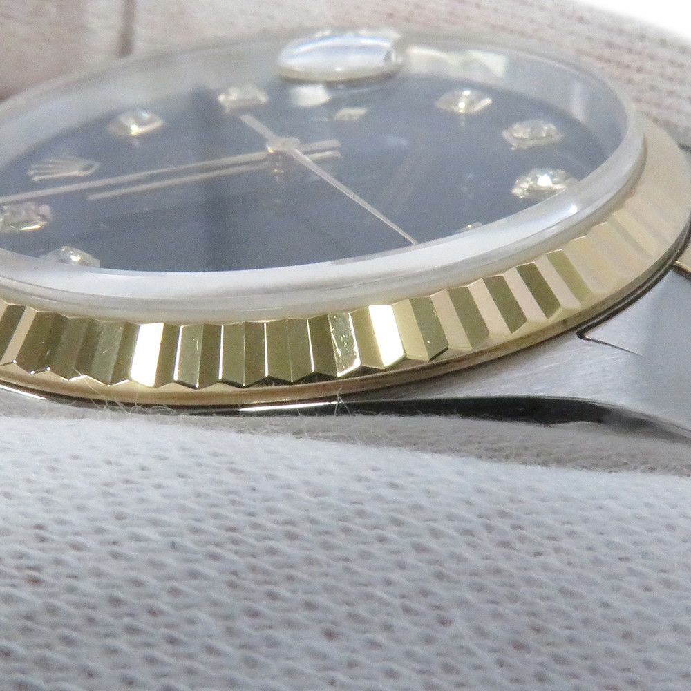 ロレックス デイトジャスト T番 SS/K18YG 16233G ROLEX 腕時計 黒文字盤 10Pダイヤ