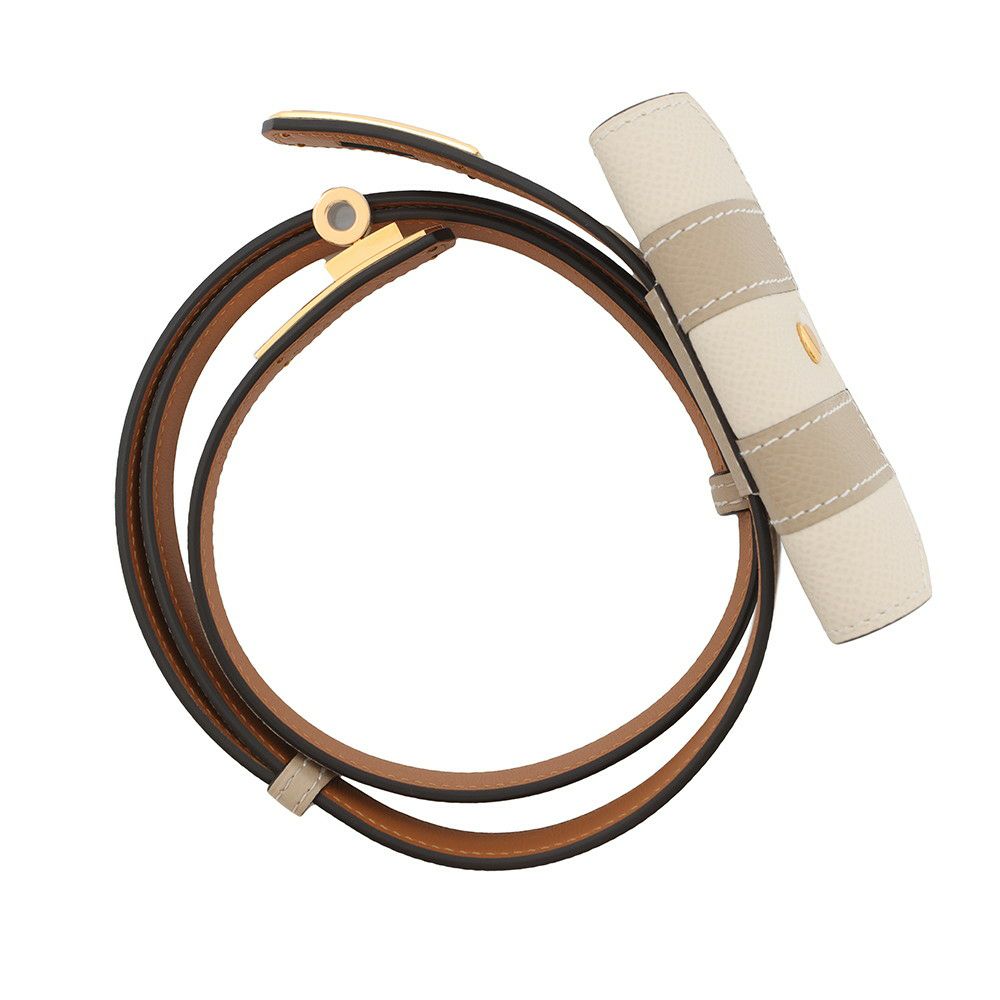 エルメス べルト ケリー・ポケット18 トレンチ/ゴールド/クレ/ゴールド金具 エプソン K刻印 ポーチ付き