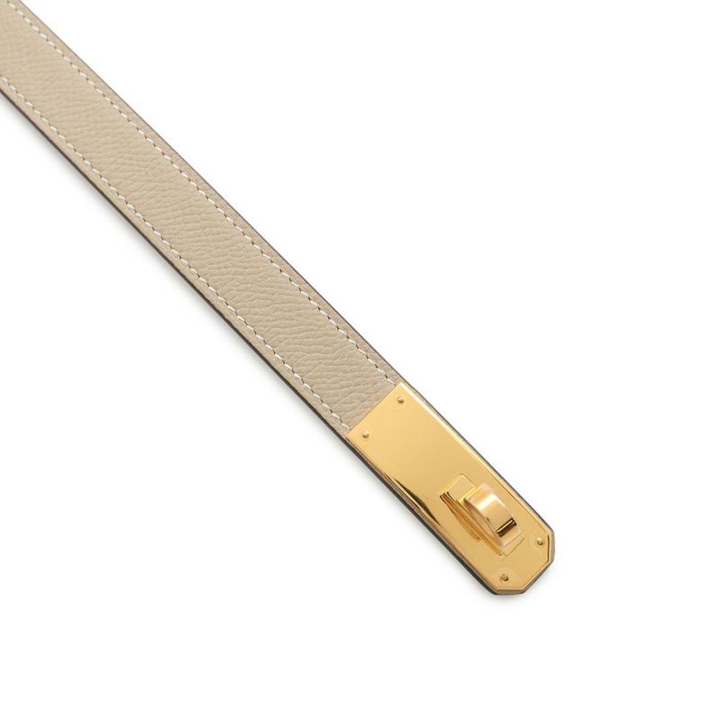 エルメス べルト ケリー・ポケット18 トレンチ/ゴールド/クレ/ゴールド金具 エプソン K刻印 ポーチ付き