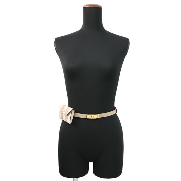 エルメス べルト ケリー・ポケット18 トレンチ/ゴールド/クレ/ゴールド金具 エプソン K刻印 ポーチ付き