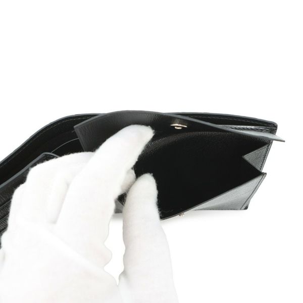 エルメス 二つ折り財布 MC2 ガリレイ ブラック アリゲーターマット X刻印 HERMES 財布 メンズ 黒