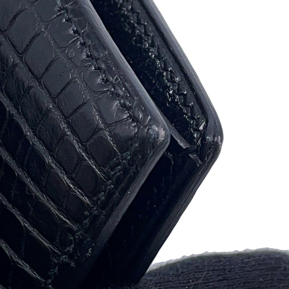 エルメス 二つ折り財布 MC2 ガリレイ ブラック アリゲーターマット X刻印 HERMES 財布 メンズ 黒