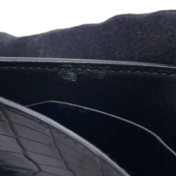 エルメス 二つ折り財布 MC2 ガリレイ ブラック アリゲーターマット X刻印 HERMES 財布 メンズ 黒