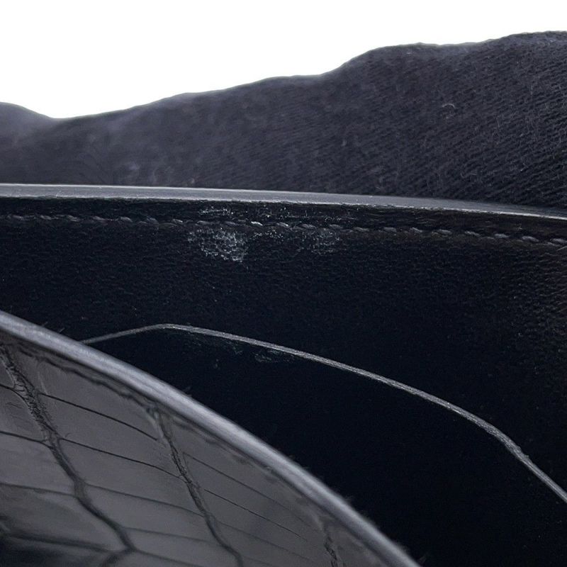 エルメス 二つ折り財布 MC2 ガリレイ ブラック アリゲーターマット X刻印 HERMES 財布 メンズ 黒