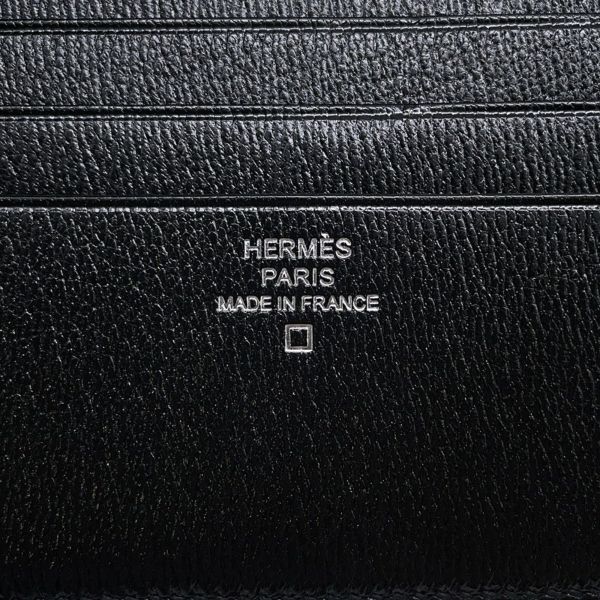 エルメス 二つ折り財布 MC2 ガリレイ ブラック アリゲーターマット X刻印 HERMES 財布 メンズ 黒
