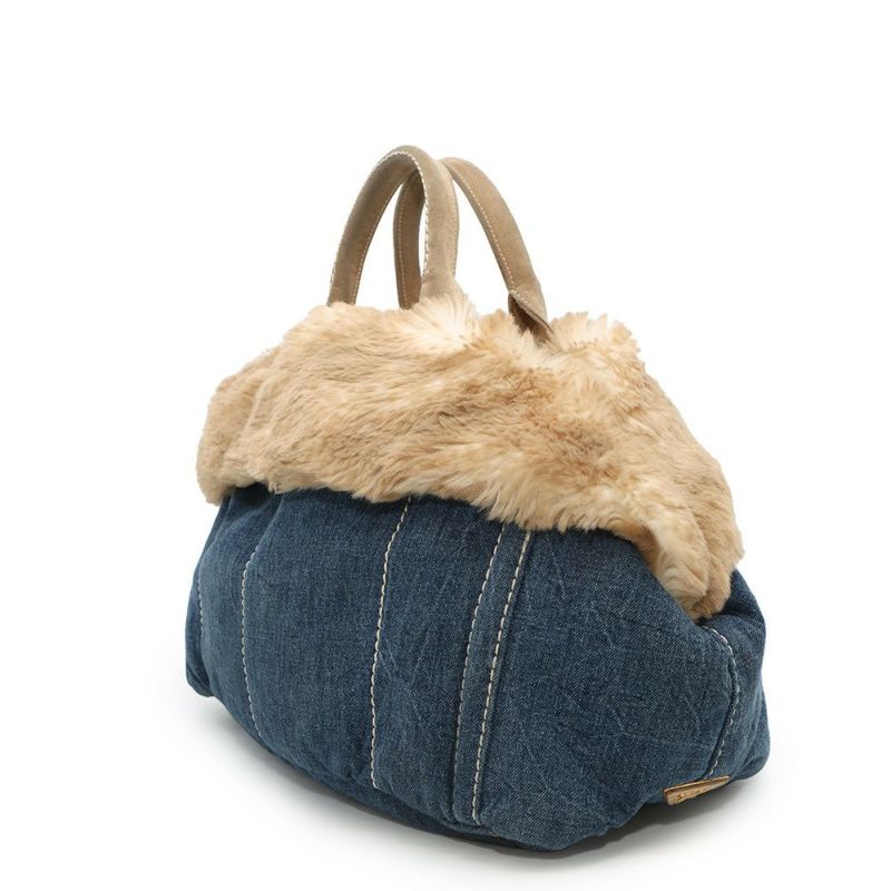 プラダ トートバッグ カナパ デニム フェイクファー BN2182 PRADA